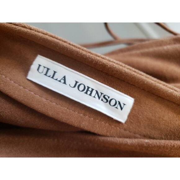 Ulla Johnson Tiered Skirt Womens Small Brown Tencel Miko Suede Ruffle Tie Waist - Picture 3 of 12